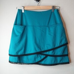Lucky In Love Women's Activewear Skirt Skort  Teal Green Tiered W/ Shorts Size S